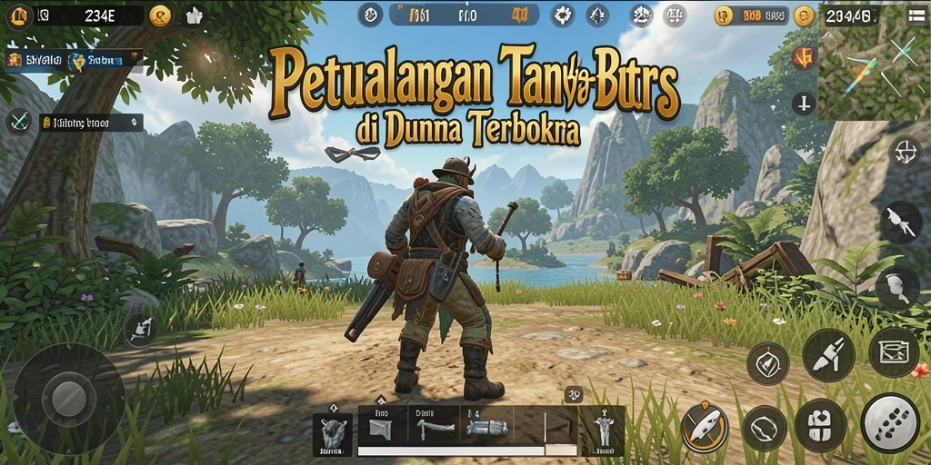 Screenshot 234E menampilkan gameplay eksplorasi dunia terbuka.