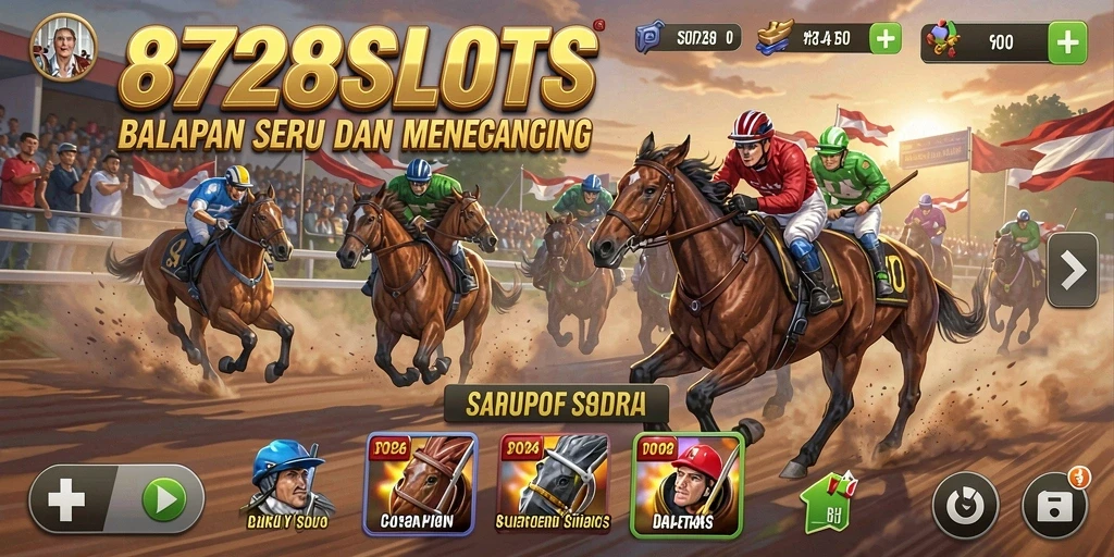 Gameplay seru di lintasan balapan 8728SLOTS dengan mesin slot.