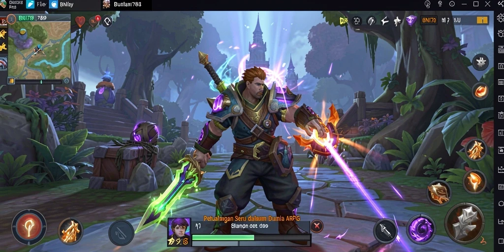 Tampilan aksi spektakuler dalam gameplay ARPG BNI789.