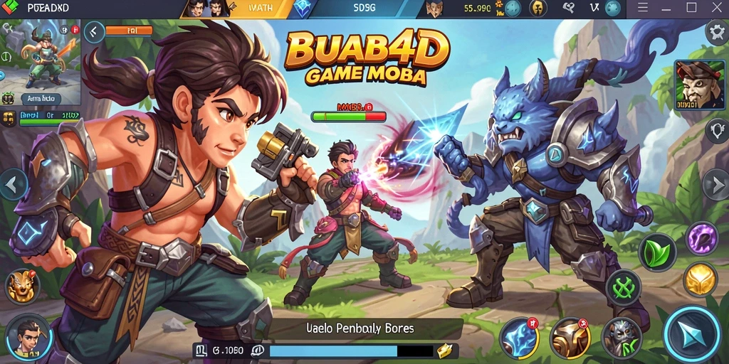 Tangkapan layar BUAH4D menampilkan aksi pertarungan seru di arena MOBA.