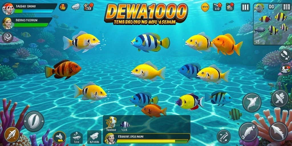 Tampilan gameplay seru DEWA1000 saat menembak ikan.