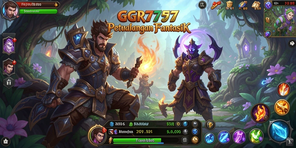 Screenshot GGR7777 menampilkan pertarungan epik dalam dunia RPG yang luas.