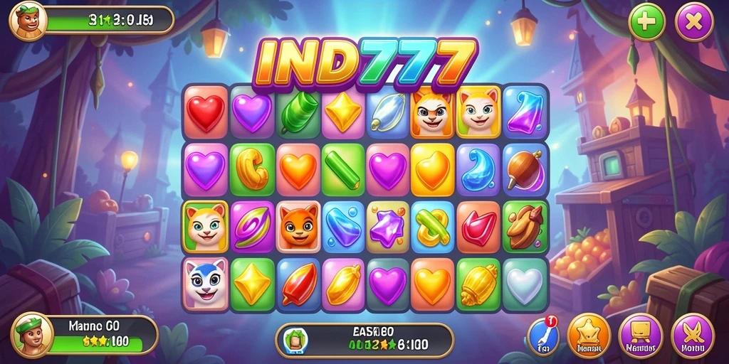 Tampilan gameplay seru di IND777 saat mencocokkan item.