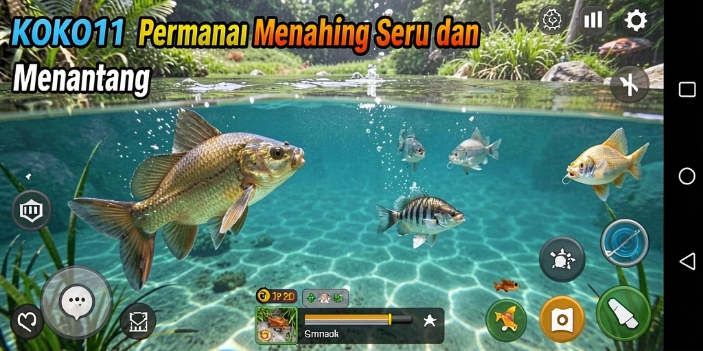 Tampilan gameplay KOKO11 dengan aksi memancing yang seru dan menantang.