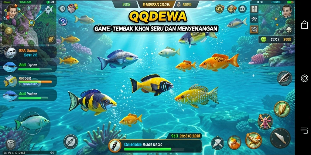 Screenshot gameplay QQDEWA saat pemain menangkap ikan.