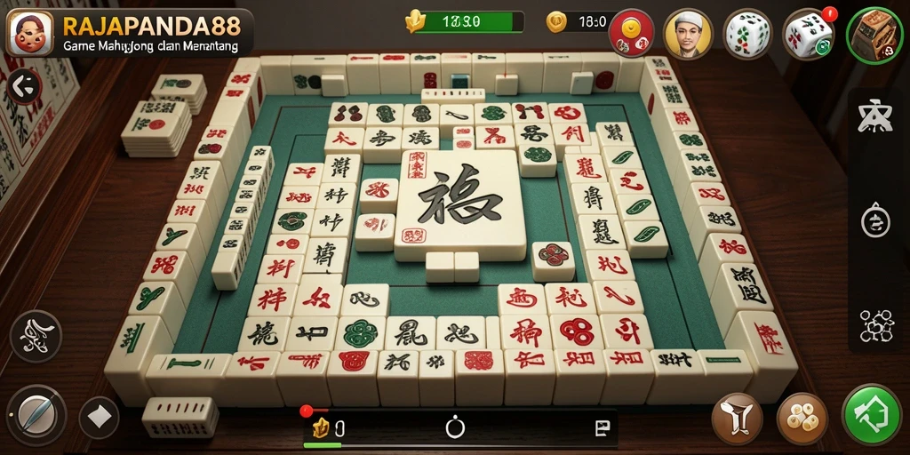 Tampilan gameplay Mahjong dalam RAJAPANDA88 yang menarik dan penuh strategi.