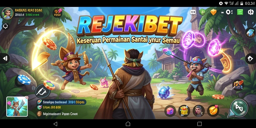 Tampilan utama gameplay santai REJEKIBET yang seru dan menyenangkan.