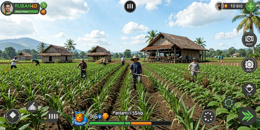 Tampilan gameplay yang menarik dari RUBAH4D dengan pengalaman bertani yang seru.