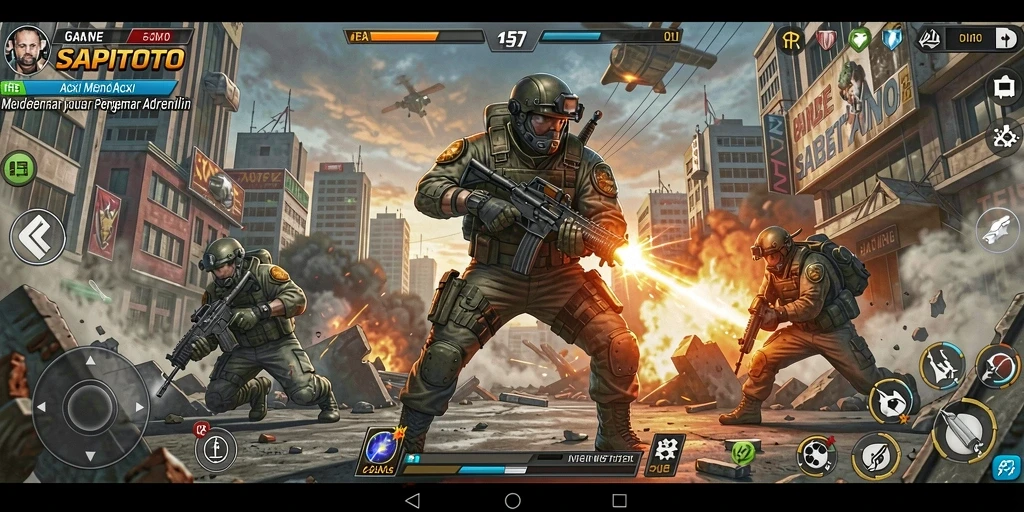 Tampilan gameplay menegangkan SAPITOTO dengan pertarungan yang intens.