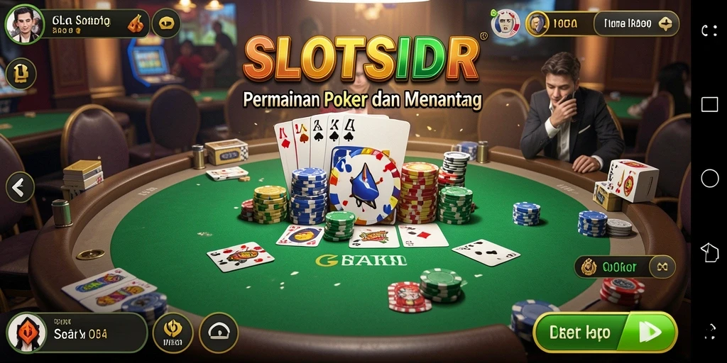 Tampilan gameplay poker yang seru dan interaktif.