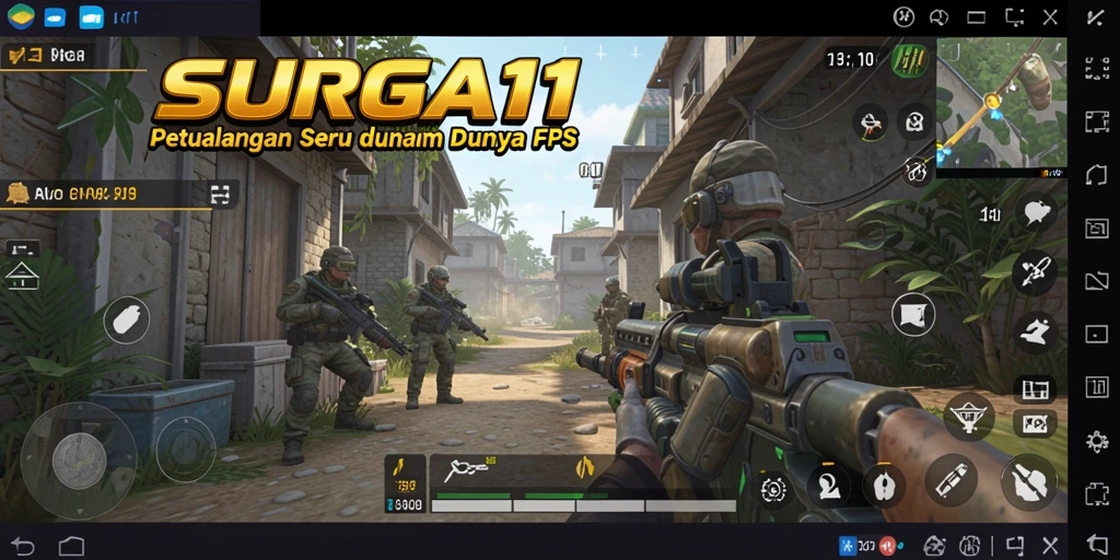 Tangkapan layar dari gameplay mendebarkan SURGA11 di dunia FPS.
