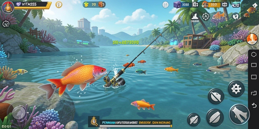 Gameplay menarik VITA555 yang menyajikan pengalaman memancing seru.