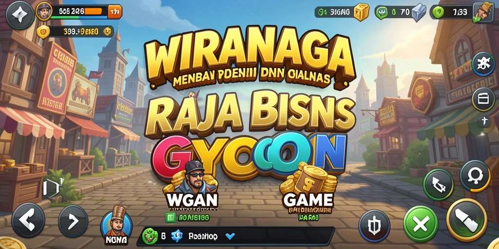 Screenshot gameplay WIRANAGA menampilkan momen membangun kerajaan bisnis.